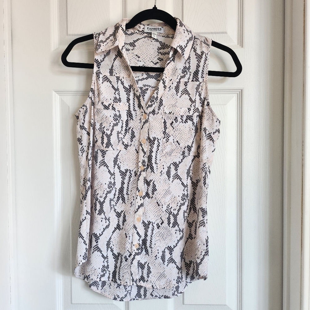 Express Pink Snake Print Sleeveless Portefino Blouse in size xs